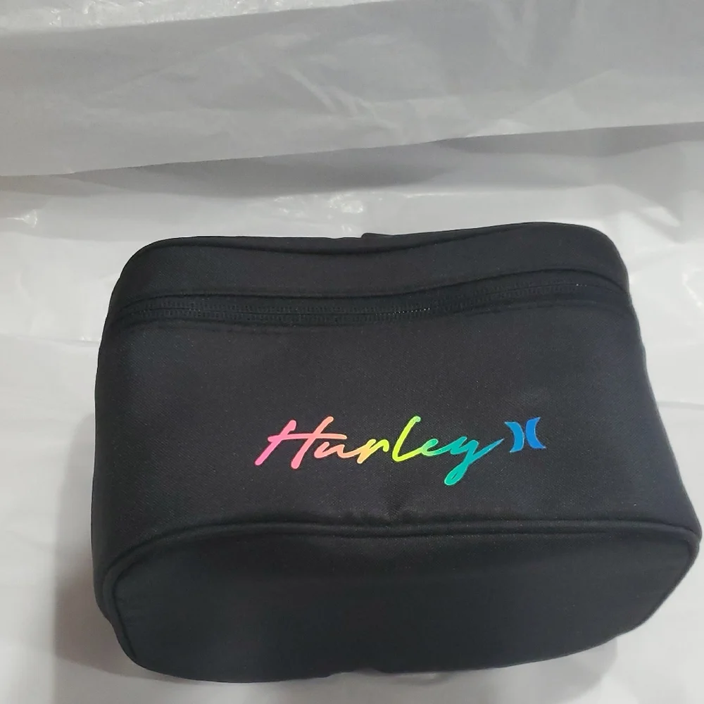 Hurley black‎ zip around makeup cosmetics beauty case new